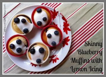 Skinny blueberry muffins with lemon icing