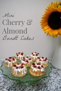 Cherry and Almond mini bundt cakes