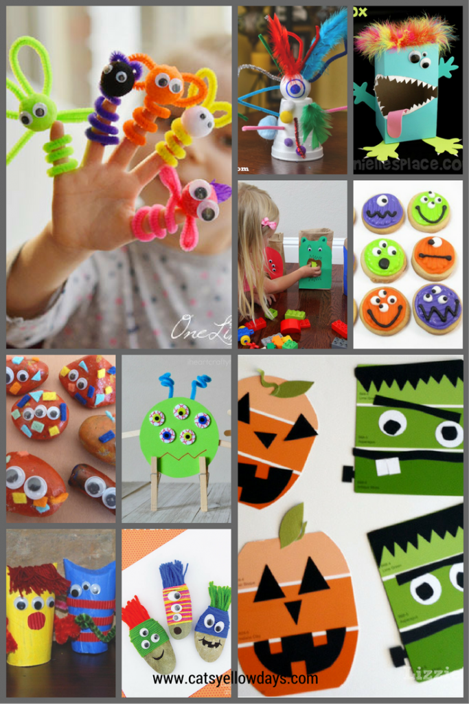 How to make a monster with your kids for Halloween. 10 cute and friendly Monster crafts that won't be too scary for little ones.