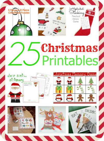 25 Christmas printables for preschoolers and up including Christmas puzzles and worksheets, printable Christmas games and Christmas colouring sheets.